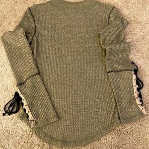 Free People Khaki Thermal - Lace Up Cuffs